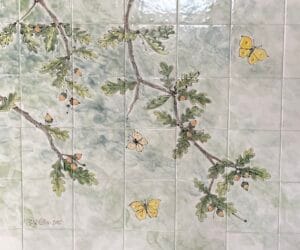 oak tree hand made tile panel
