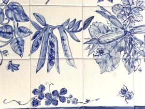 hand painted vegetable tiles.