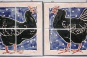 2 black chicken tile panels