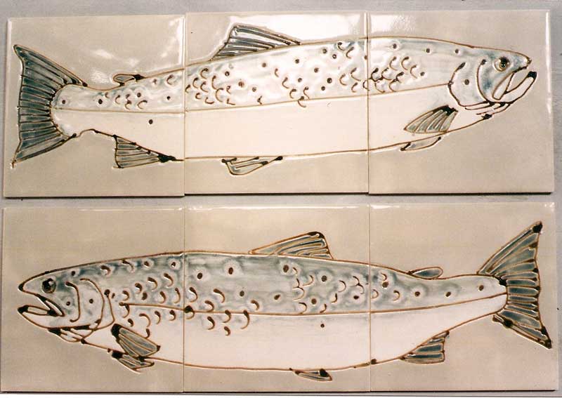 2 salmon tile panel