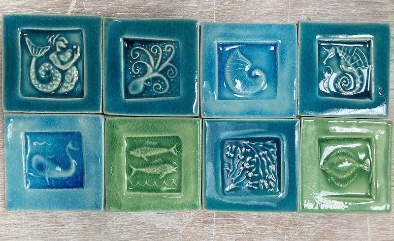 2" sea handmade tiles