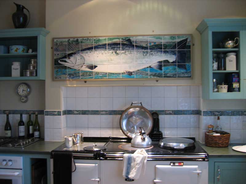 kitchen tiles - framed salmon panel