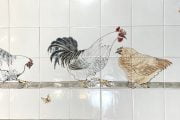 handmade tiles chickens perching.