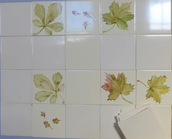 leaves stencil tiles
