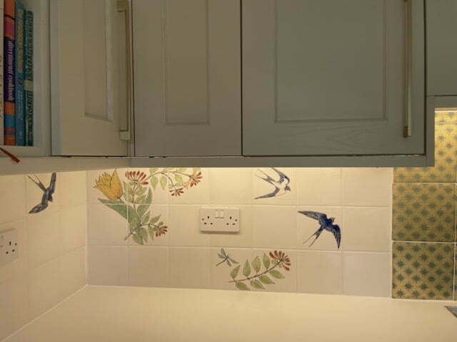Floral Kitchen hand decorated tiles1